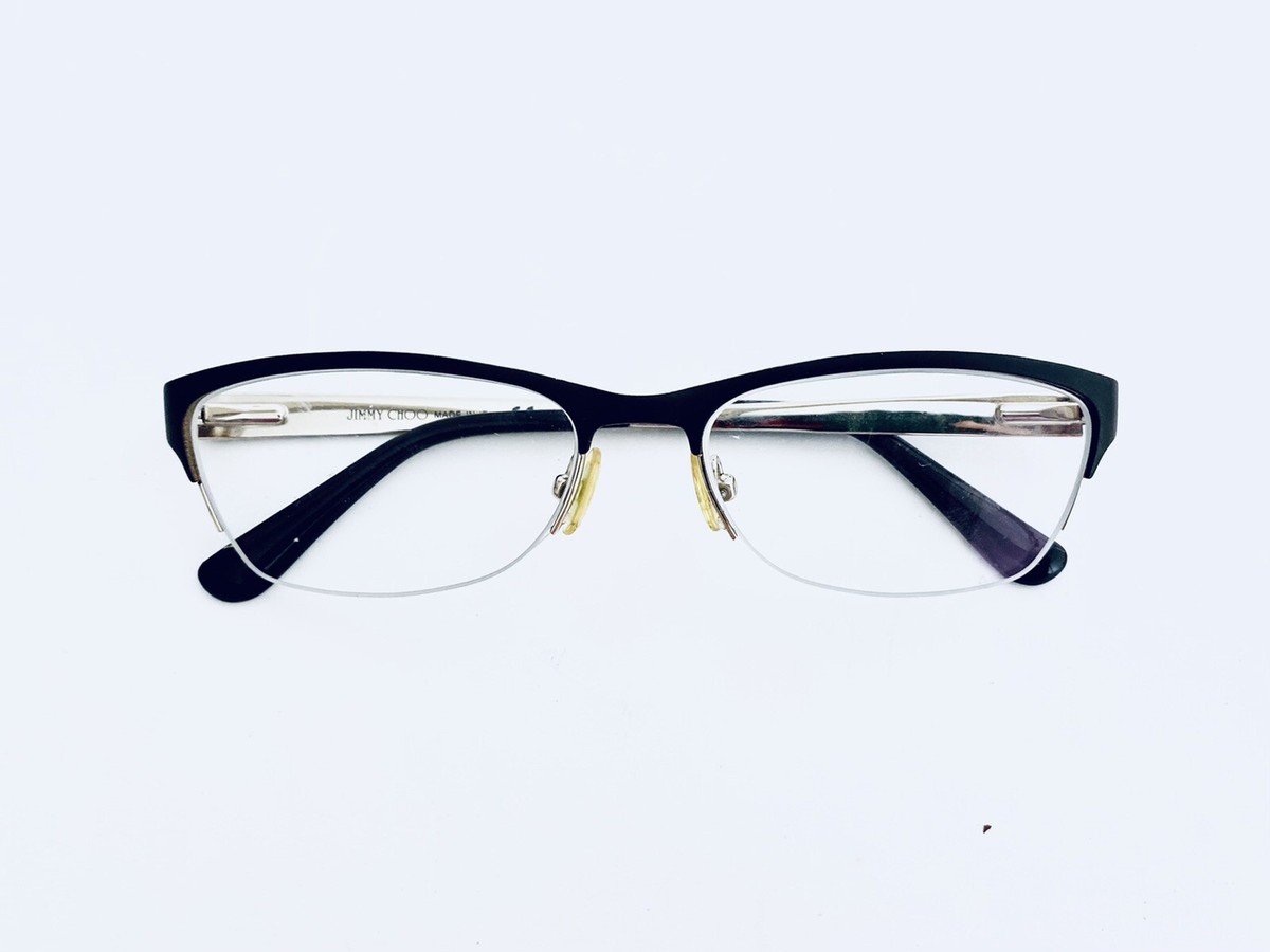 Jimmy Choo 58 FZ6 Eyeglasses Brown Gold Frames Only Metal Half Rim 54-16-135 Jimmy Choo Brown Gold Rectangular Wayfarer Half Rim Glasses  main image 3