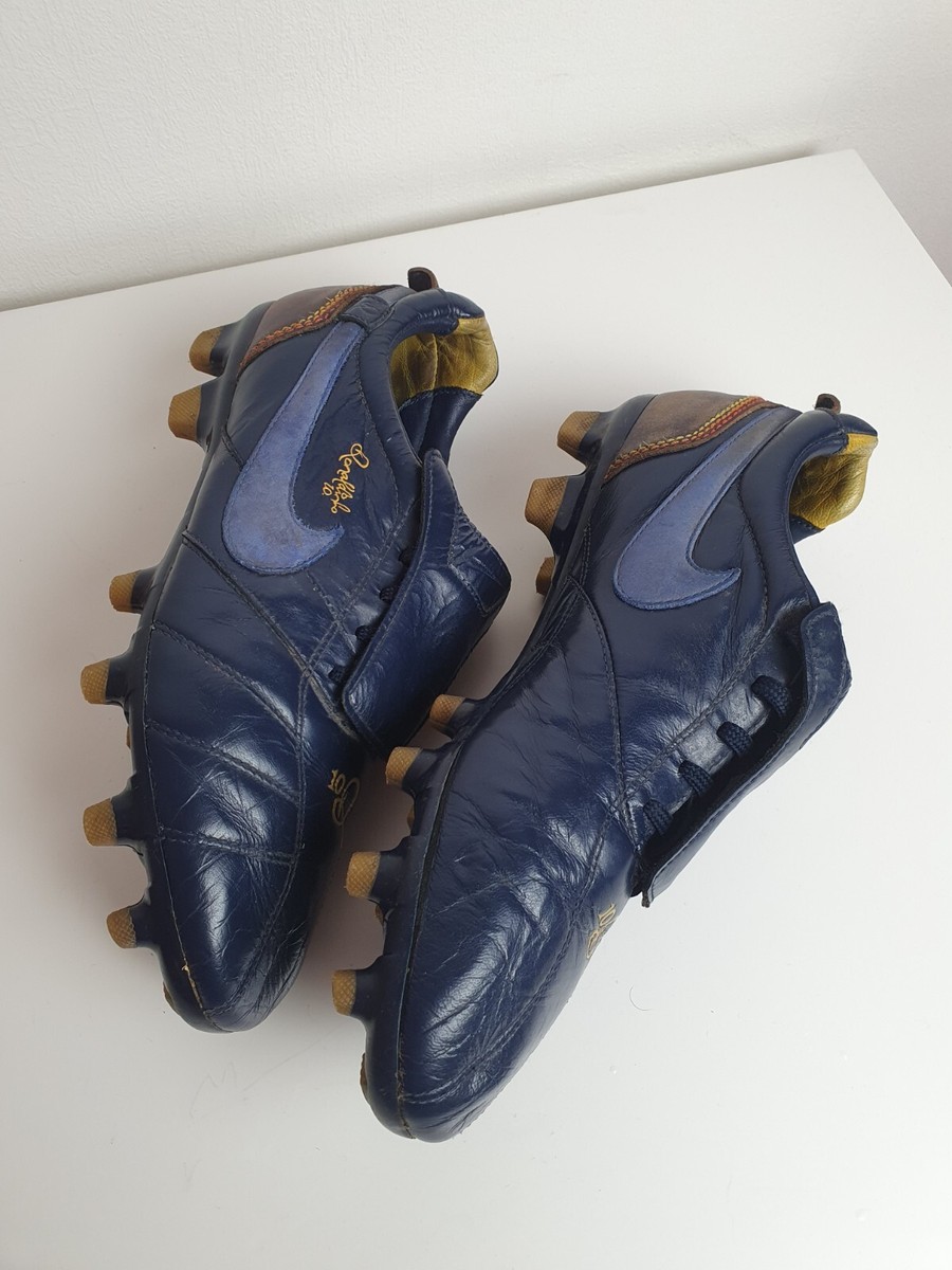 Vintage Football Boots Nike Rare Tiempo Leather Ronaldinho Blue