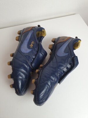 Vintage Football Boots Nike Rare Tiempo Leather Ronaldinho Blue