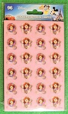 96pc Disney Pixar Stickers Sofia the First 2 Variations Pink  7/8" 4 Sheets