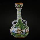 Antique Soliflor Vase Ceramic Manises Vicente Gimeno 1920S Deer Hunting Rural