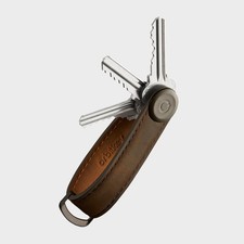 Orbitkey Crazy Horse Leather Slim Secure Key Organizer,Carry 2-7 Keys, Oak Brown