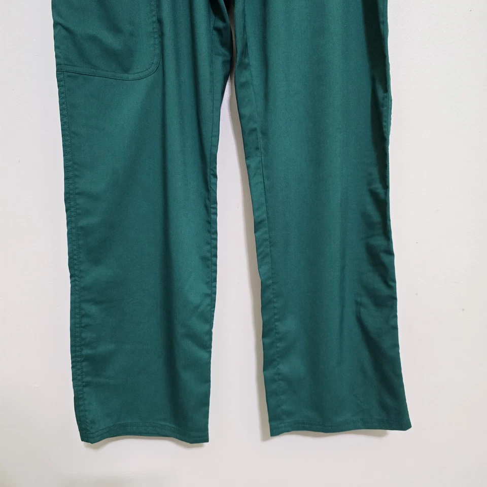 CHEROKEE women's size Large WW105 Mid Rise  Scrubs Tapered Pants Hunter Green - Image 4 of 4
