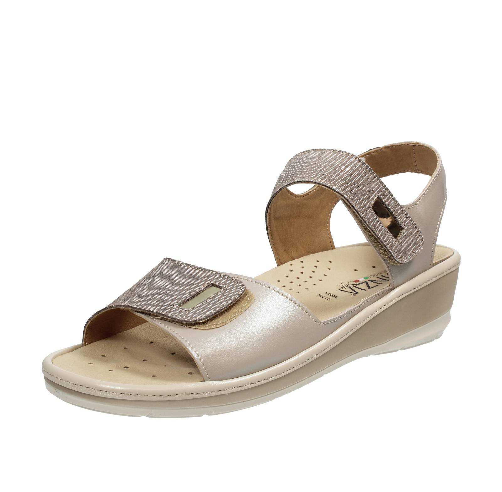 Мягкие сандалии Cinzia в бежевом цвете Pelle Con Zeppetta - Taglia 38 24 см Scarpe Donna 22790₽