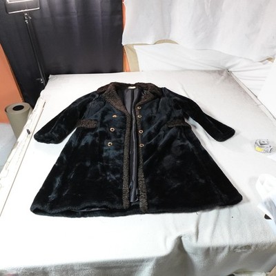 Vintage Fingerhut Fashions Coat Womens 22 Black Old Money Faux Fur Velour Luxury
