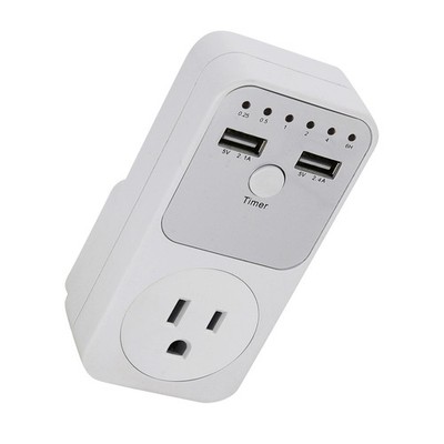 Multifunctional Voltage Protector Socket With 2 USB Ports Countdown Timer Switch