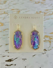 New Kendra Scott Elle Lilac Abalone Gold tone Earrings
