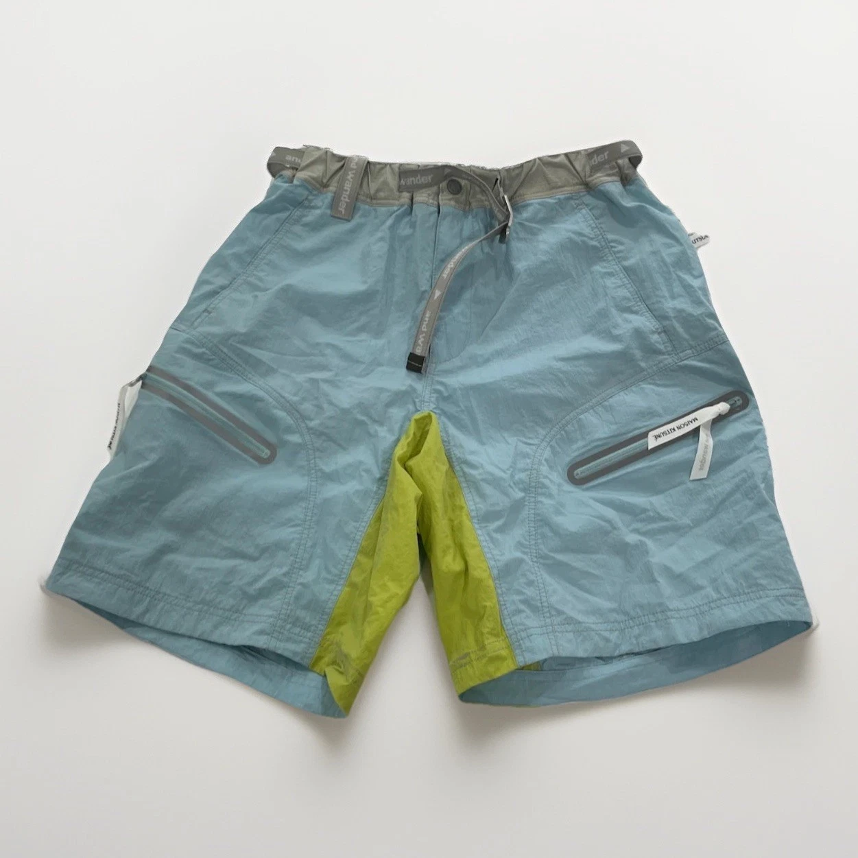 And Wander x Maison Kitsune Hike Shorts Men's Medium Blue/Green