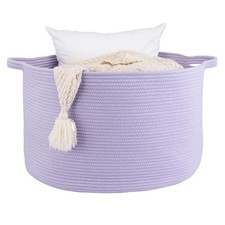 Extra Cotton Rope Basket Blankets Basket Living Room Large purple or lavendor