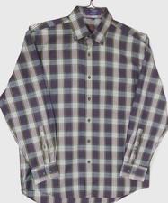Alan Flusser Men's Long Sleeve Plaid Dress Shirt - Purple, Green  White