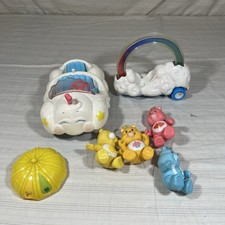 Vintage 80's Care Bear Poseable Lot Cloud Car Rainbow Roller Sunshine Bedtime