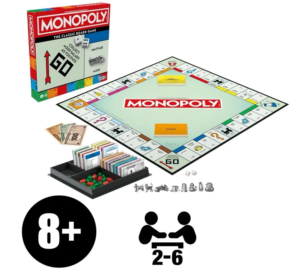 Monopoly Board Game with Storage Tray and Larger Tokens - English Version - Image 2 of 4