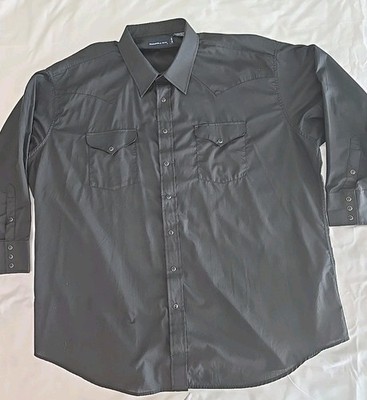 NWOT Panhandle Slim Pearl Snap Western Mens Dress Shirt Black 20-35 Style3050211
