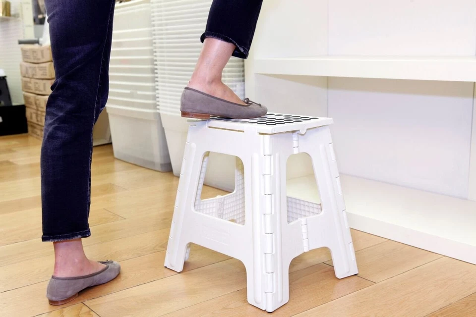 Rhino 15 Inch White Step Stool Anti Slip Lightweight Foldable Durable Design - Image 2 of 4