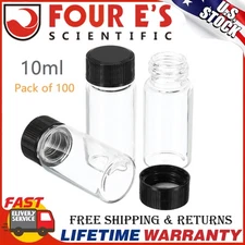 100pcs 10ml Glass Vials with Screw Caps Clear Sample Vials Liquid Sampling Vial