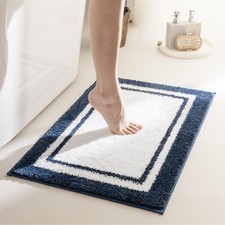 Non-Slip Microfiber Bath Rug 16 x 24 - Navy Blue, Washable Absorbent