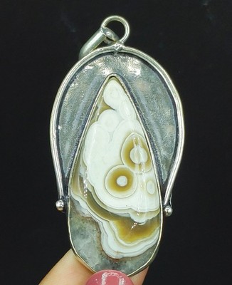 925 Sterling Silver Handmade Jewelry Natural Agate Gemstone Pendant