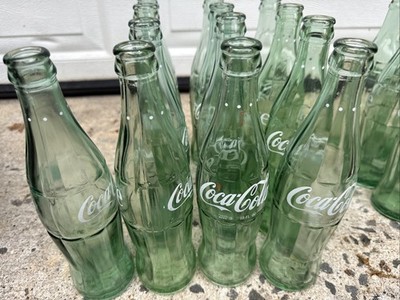 19 Vintage Green Glass Coca-Cola 12 oz Bottles - 13 w/ White Neck