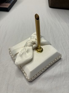 Elegant Wedding Guest Book Pen Set Satin Base White Bow