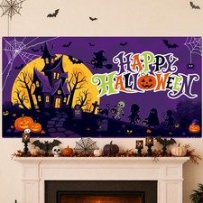 Halloween Decorations Outdoor, Halloween Backdrop 65" x 32.7" Plastic Banner for