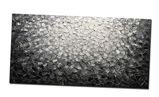 Modern Abstract Canvas Wall Art Hand-Painted Black and White A002-image