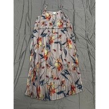A New Day Womens Floral Pleated Midi Dress Mauve Fluttered Sleeveless Size M