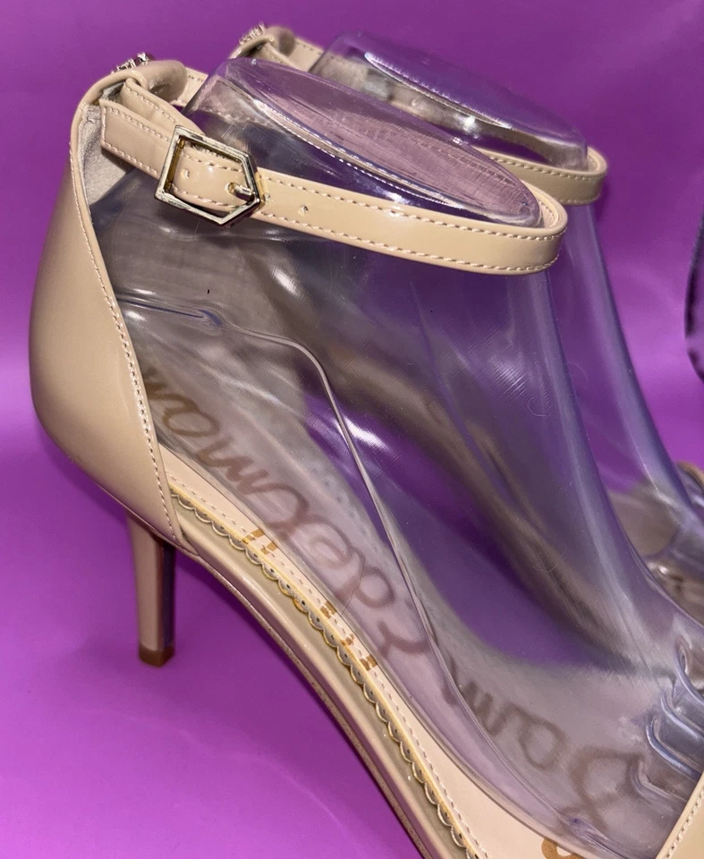 Sam Edelman Patti Ankle Strap Heel Beige Patent Leather Women's Size 8.5 (0242) - Image 3 of 4