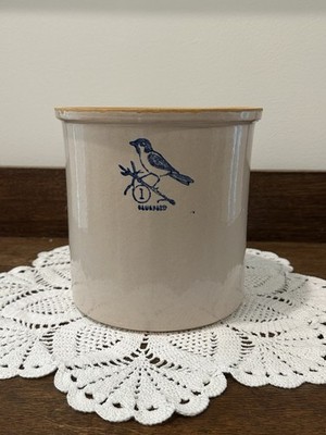 Vintage Burley Clay Bluebird Stoneware 1 Gallon Crock Excellent Condition