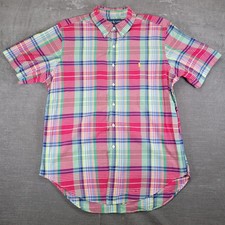 Ralph Lauren Men Classic Fit Plaid Short Sleeve Button Down Shirt XL Preppy