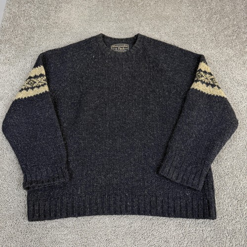 VTG Abercrombie & Fitch Sweater Mens XL Wool Fair Isle Crewneck Pullover Overszd - Image 1