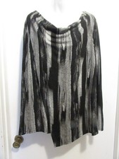 Simply Vera (Vera Wang) XL Black/Gray XL Rayon Poly Top Drape Neck LS 397