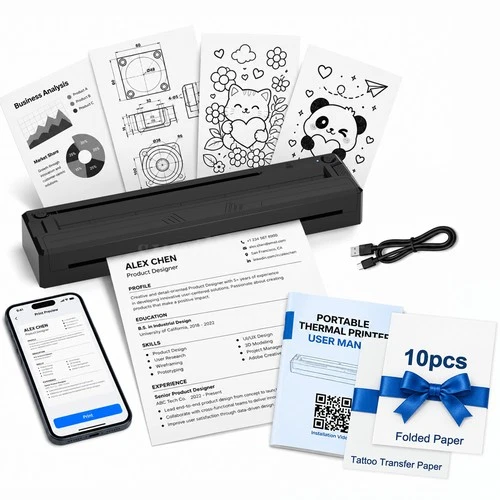 Pro Portable A4 Thermal Printer 300DPI Supports 8.5" x 11" US Letter Wireless - product listing photo