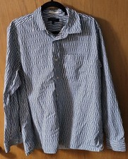Ted Baker Men's Geometric Long Sleeve Button-Up Shirt Navy White Size 4