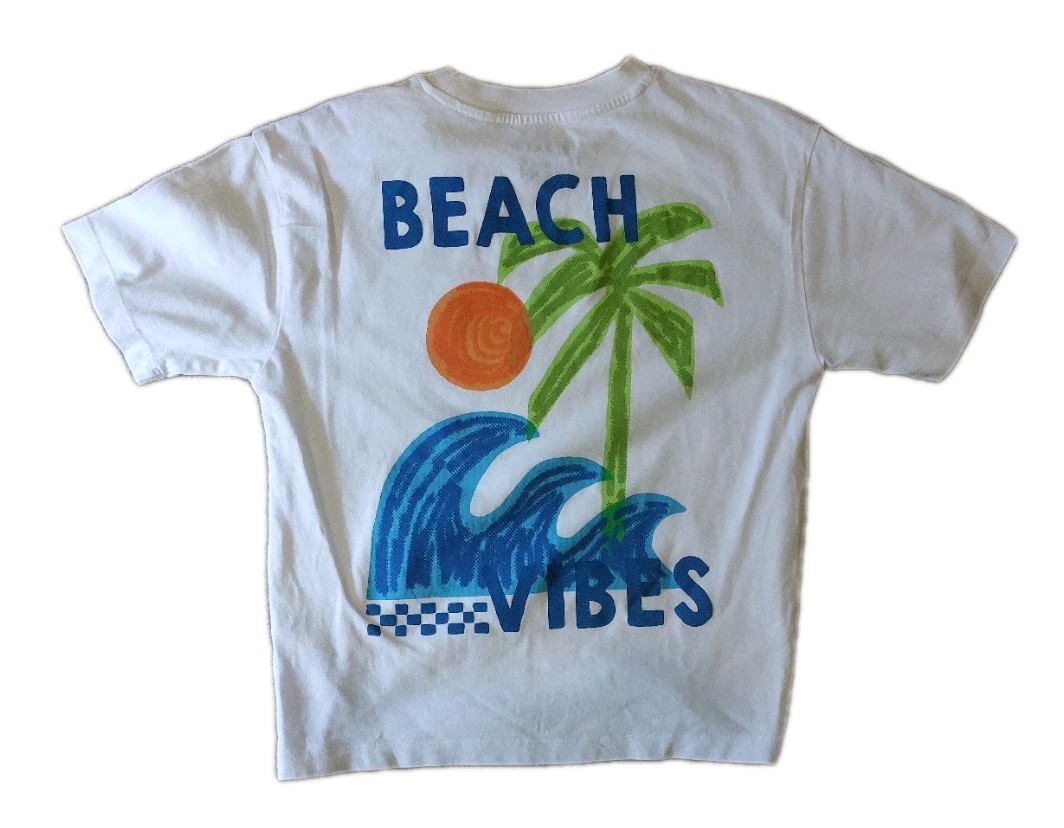 Primark Beach Vibes White T Shirt  7 - 8 YRS /   128 cm Good Condition