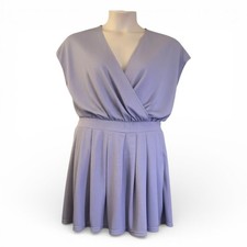HALARA V Neck Purple Short Sleeve Pocket Waffle Casual Romper, NWT Size Large