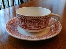 Vintage Royal China Memory Lane Red/White Ironstone Cup & Saucer