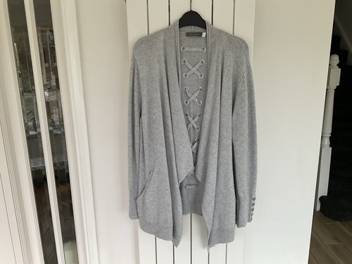 Beautiful Mint Velvet Waterfall Cardigan Pale Grey Size 16 - Picture 2 of 5