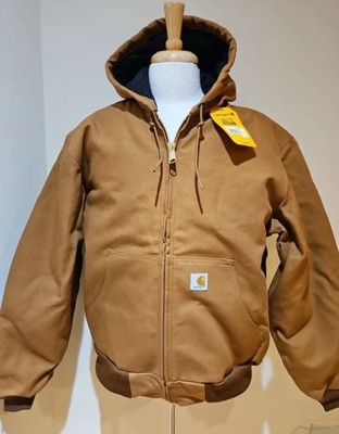 Carhartt Brown Full Zip Hooded Workwear Jacket Men's 2XL Loose Fit