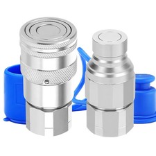 1/2 NPT Flat Face Hydraulic Quick Connect Couplers/Couplings with Dust Caps...