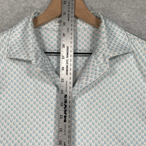 Polo Peter Millar M bianca estiva comoda teschio AOP performance geometrica - Foto 8 di 10