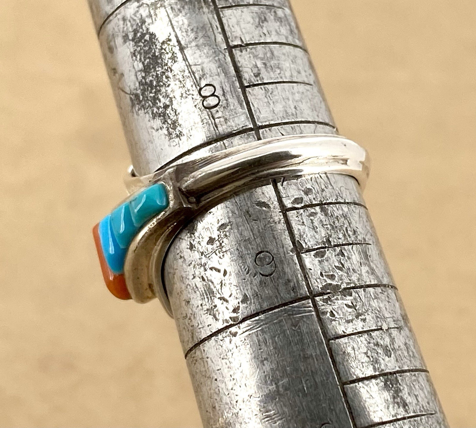 Ervin Hoskie Navajo Sterling Silver Turquoise Coral R… - Gem