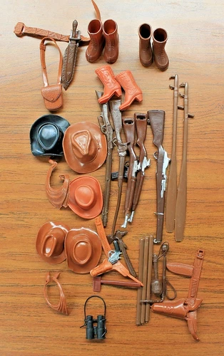 Vintage Marx, Best Of The West Johnny West Cowboy Hats, Guns and accessories lot
