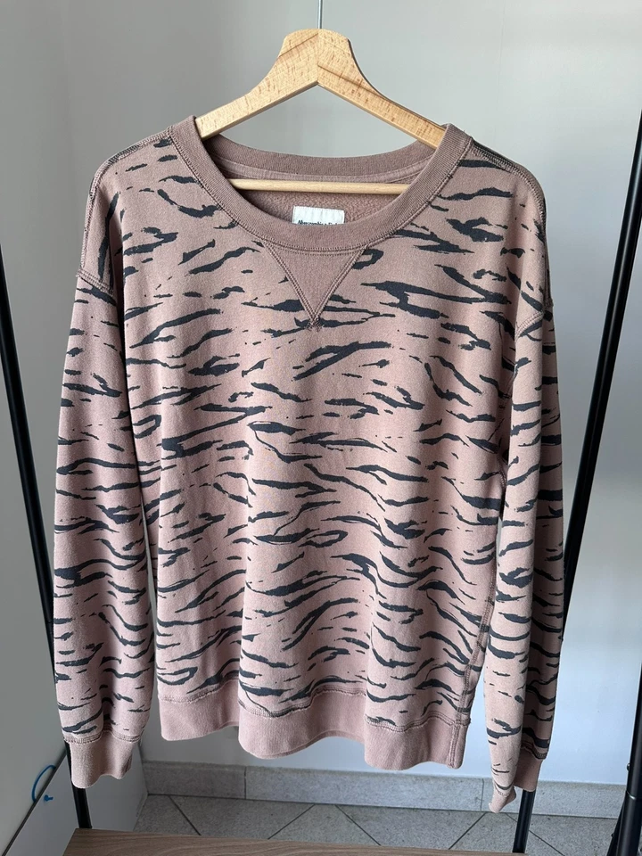 Abercrombie & Fitch Sweat Femme L Rose Motif Zèbre Polaire Oversize A&F - Photo 4/4