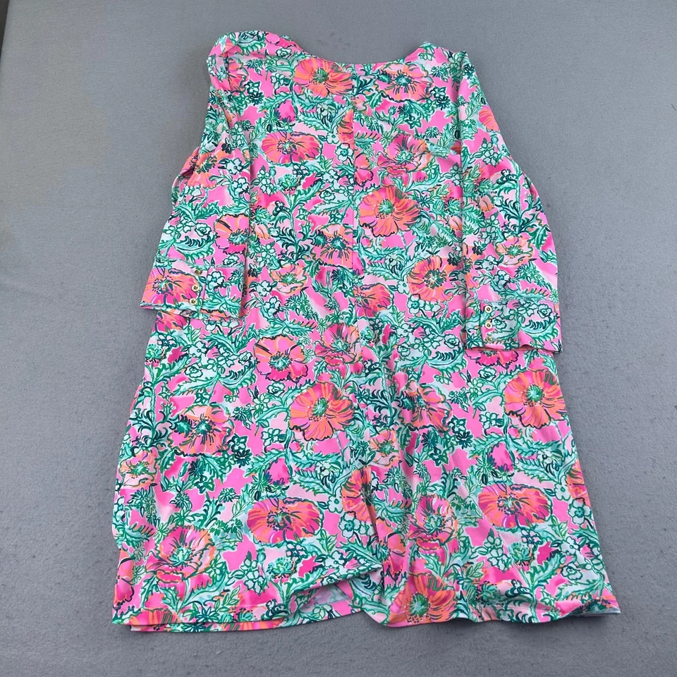 Vestido Lilly Pulitzer Mujer XXL Rosa Floral Cuello Barco Mangas 3/4 Pullover Foto 3 de 4