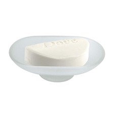 PIATTINO RICAMBIO PORTA SAPONE OVALE IN VETRO SATINATO 13CM BAGNO ACCESSORI