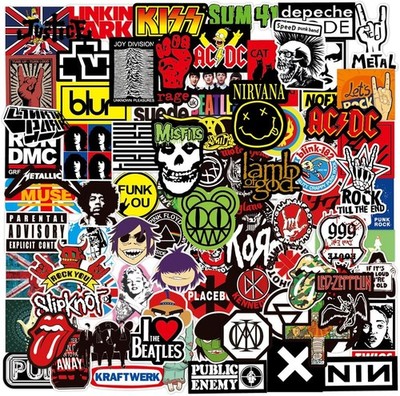  Rock Band Punk Aufkleber,Classic Rock Sticker Pack,100 Stück Punk Musik  