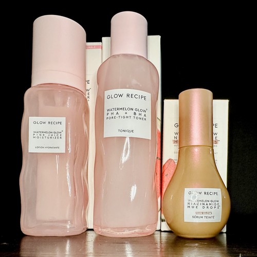 $112 Value! Glow Recipe 3pc FULL SIZE Skincare Set Toner Serum Moisturizer. NEW