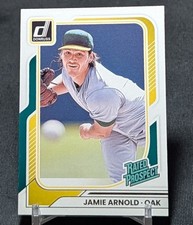 Jamie Arnold Rated Prospect Rookie RC 2026 Donruss Baseball Card #140 Athletics. rookie card picture