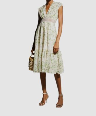 $3250 Giambattista Valli Women's Ivory Silk Floral V-Neck A-Line Dress IT42/US6