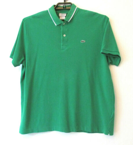 Mens Lacoste Regular Fit Green Mesh Cotton Polo Shirt 7 XXL Green Crocodile Logo - Picture 1 of 9